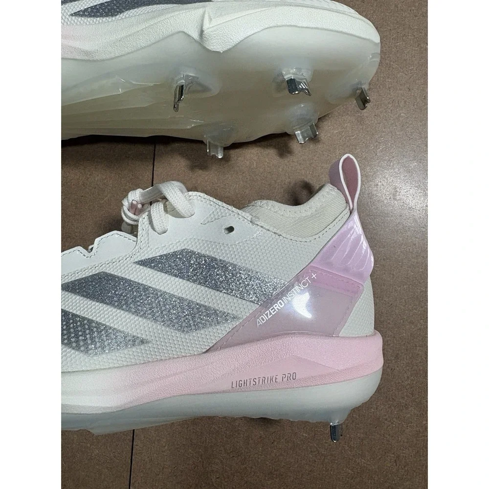 adidas Adizero Instinct+ 2 Softball Cleats White/Pink/Silver Women's 10